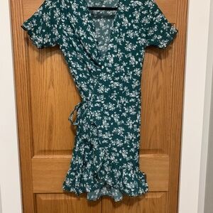 Green wrap dress